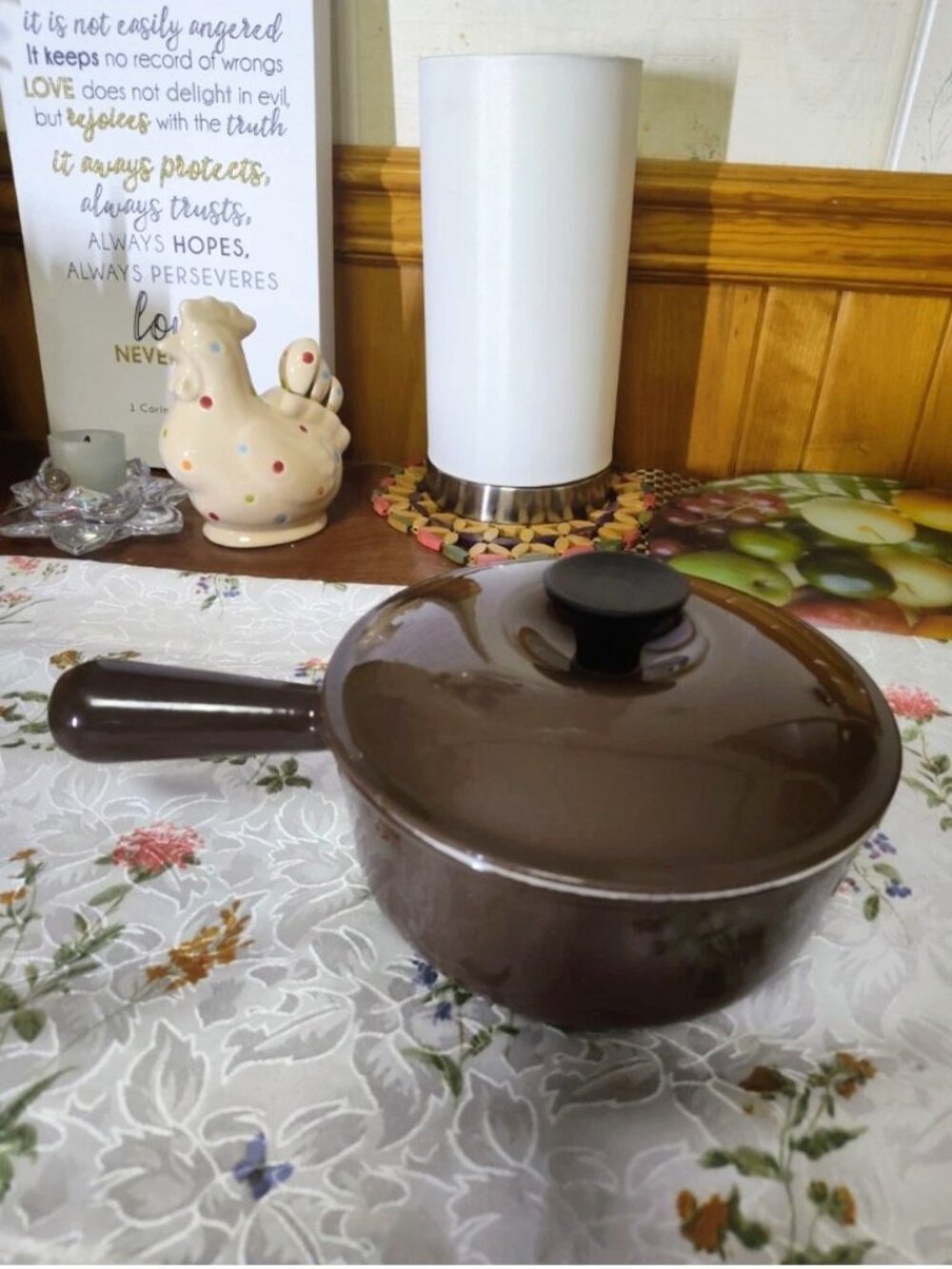 Le Creuset Saucepan #18 Brown Enamel Cast Iron Pot Pan